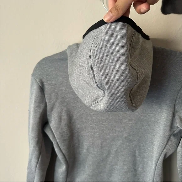 NIKE DRI-FIT Sweatshirt Women M Gray Zip Up Hooded Funnel Neck Thumb Hole - Picture 11 of 16